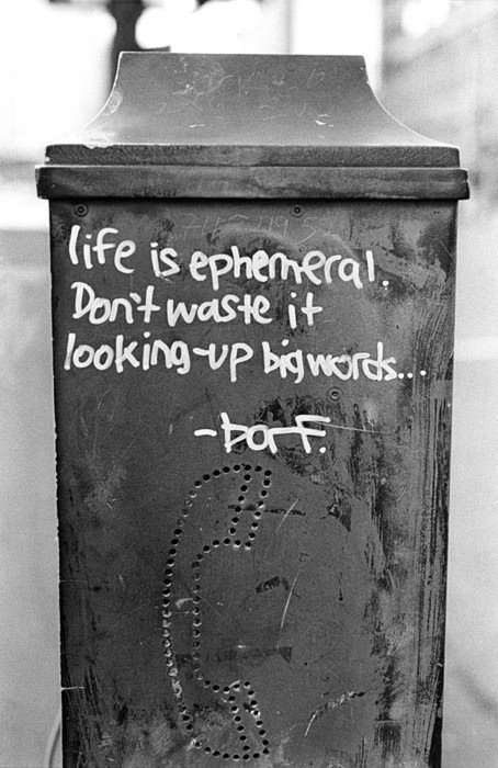 Fuelism #78: Fuelisms : Life is ephemeral. Don\'t waste it looking up big words.: Fuelisms : Life is ephemeral. Don't waste it looking up big words.