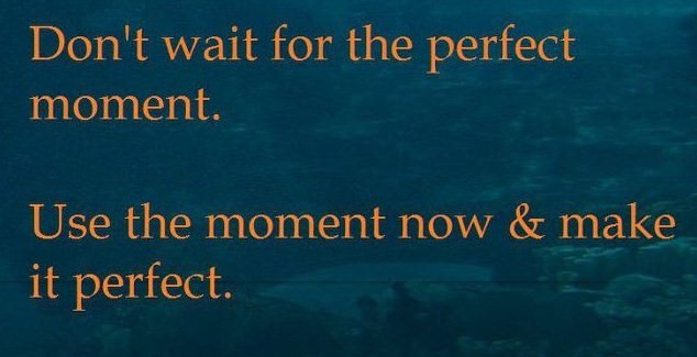 Fuelism #326: Fuelisms : Don\'t wait for the perfect moment. Use the moment now and make it perfect. : Fuelisms : Don't wait for the perfect moment. Use the moment now and make it perfect. 