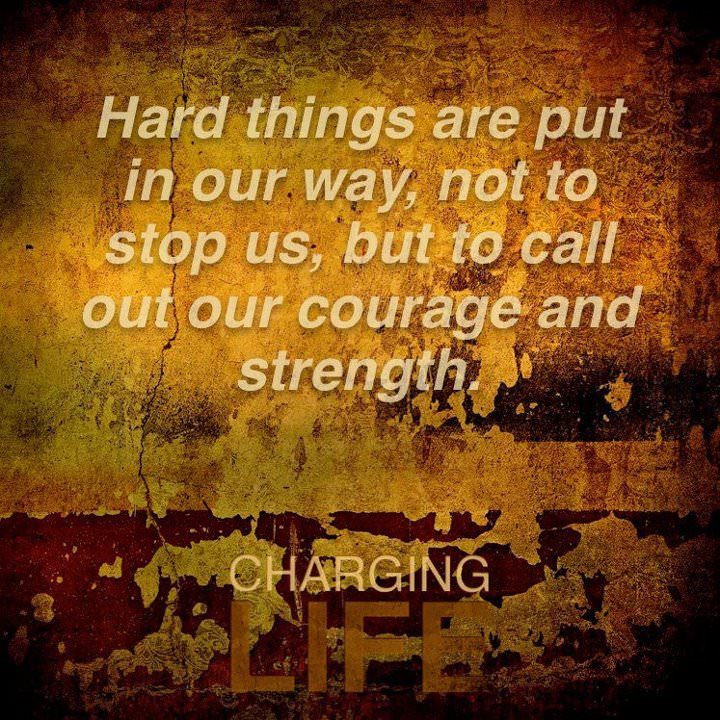 Fuelism #474: Fuelisms : Hard things are put in our way, not to stop us, but to call out our courage and strength.: Fuelisms : Hard things are put in our way, not to stop us, but to call out our courage and strength.