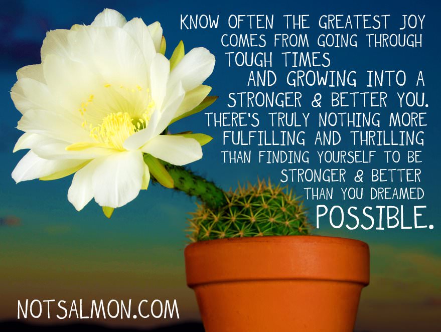 Fuelism #697: Fuelisms : Know often the greatest joy comes from going through tough times and growing into a stronger and better YOU. There\'s truly nothing more fulfilling and thrilling than finding yourself to be stronger and better than you dreamed possible. - Karen SalmansohnKaren Salmansohn: Fuelisms : Know often the greatest joy comes from going through tough times and growing into a stronger and better YOU. There's truly nothing more fulfilling and thrilling than finding yourself to be stronger and better than you dreamed possible. - Karen Salmansohn