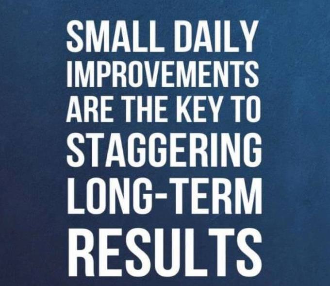 Fuelism #662: Fuelisms : Small daily improvements are the key to staggering long-term results.: Fuelisms : Small daily improvements are the key to staggering long-term results.