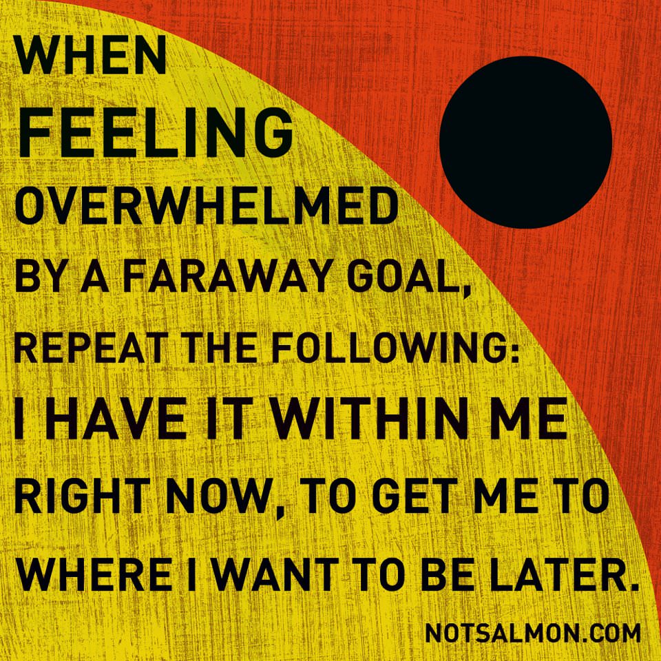 Fuelism #663: Fuelisms : When feeling overwhelmed by a faraway goal, repeat the following: I have it within me right now, to get me to where I want to be later. - Karen SalmansohnKaren Salmansohn: Fuelisms : When feeling overwhelmed by a faraway goal, repeat the following: I have it within me right now, to get me to where I want to be later. - Karen Salmansohn