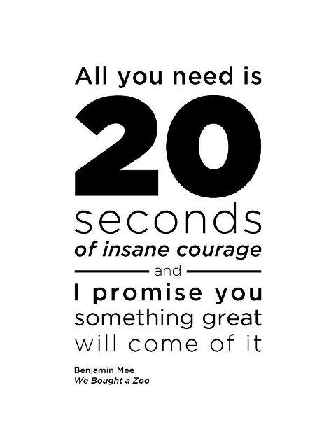 Fuelism #878: All you need is 20 seconds of insane courage, and I promise you, something great will come out of it.: All you need is 20 seconds of insane courage, and I promise you, something great will come out of it.