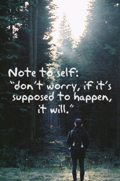 Fuelism #1067: Note to self: \'don\'t worry, if it\'s supposed to happen, it will.\': Note to self: 'don't worry, if it's supposed to happen, it will.'