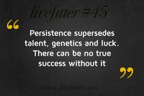 Fuelism #1167: Persistence supersedes talent, genetics and luck. There can be no true success without it.: Persistence supersedes talent, genetics and luck. There can be no true success without it.