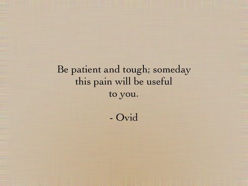 Fuelism #1240: Be patient and tough; someday this pain will be useful to you.  - OvidOvid: Be patient and tough; someday this pain will be useful to you.  - Ovid