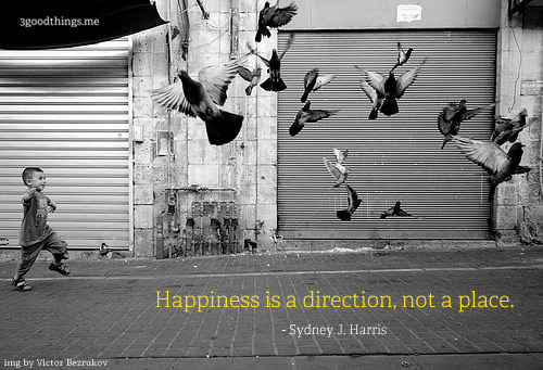 Fuelism #1538: Happiness is a direction, not a place.Sydney J. Harris: Happiness is a direction, not a place.