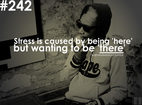 Fuelism #1758: Stress is caused by being \'here\' but wanting to be \'there\'.: Stress is caused by being 'here' but wanting to be 'there'.